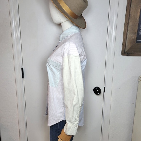 Abercrombie & Fitch Oversized Pinstripe Colorful Colorblock Button Up Size XS - Picture 6 of 10